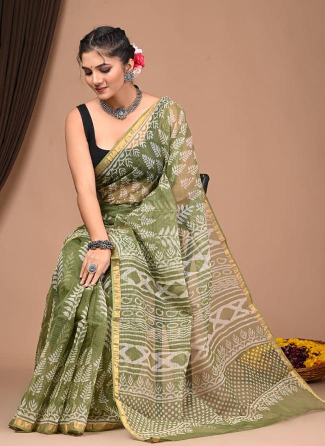 Cotton Green  Digital Printed Saree